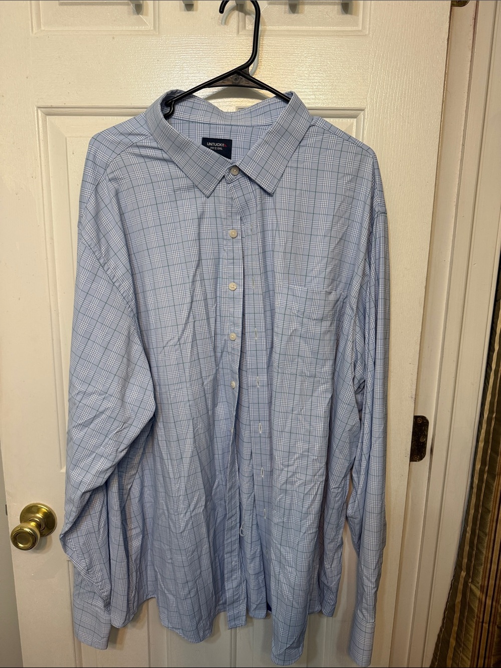UNTUCKit Light Blue Plaid Men's Dress Shirt